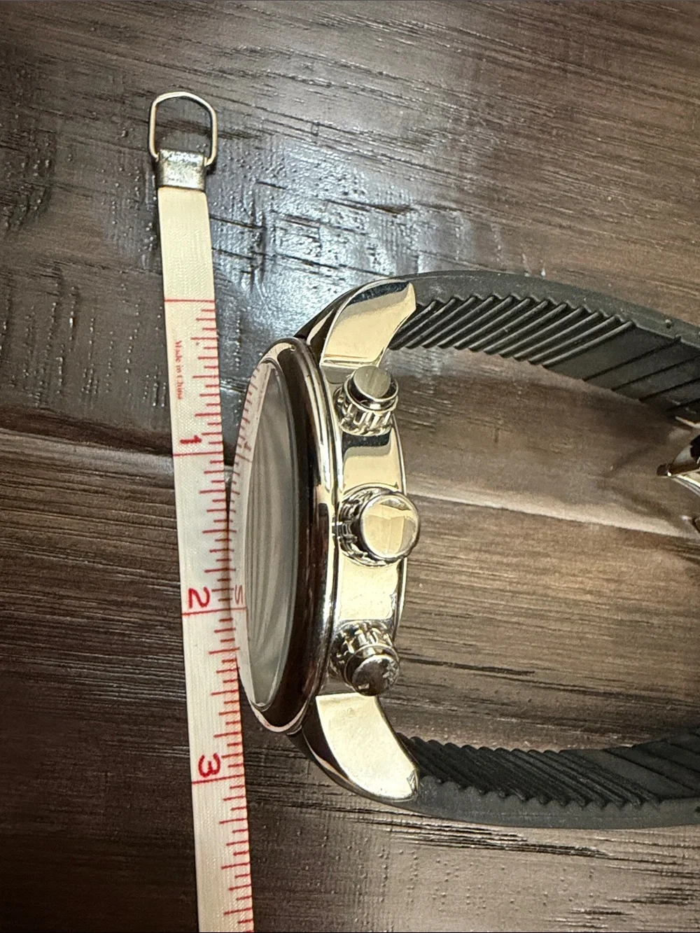 Men's Silver Chronograph Watch with Black Strap - Picture 9 of 15